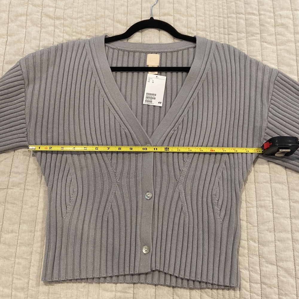 H&M Ribbed Knit Puff Sleeve Cardigan - Picture 8 of 12
